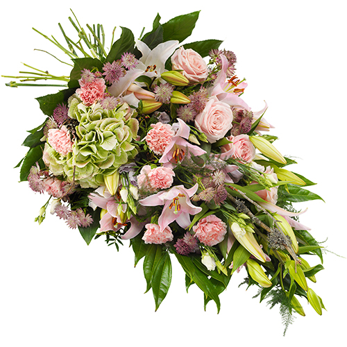 Werkgever Vertellen Polair Rouwboeket van roze bloemen bestellen - Online Boodschappen Bestellen